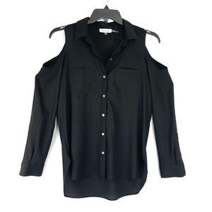 Calvin Klein Cold Shoulder Button Down Top Size Medium